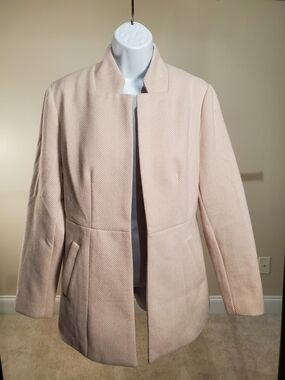 Chouyatou Pink Herringbone Open Front Blazer Jacket - Size M